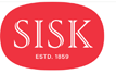 The words 'SISK' in white inside a red bubble.It says in smaller font 'ESTD:year'