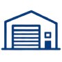 a blue outlined warehouse